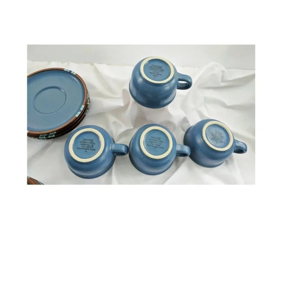 Dansk Mesa Blue Lot 4 cups and saucers Pottery Made in Japan - Picture 2 of 6